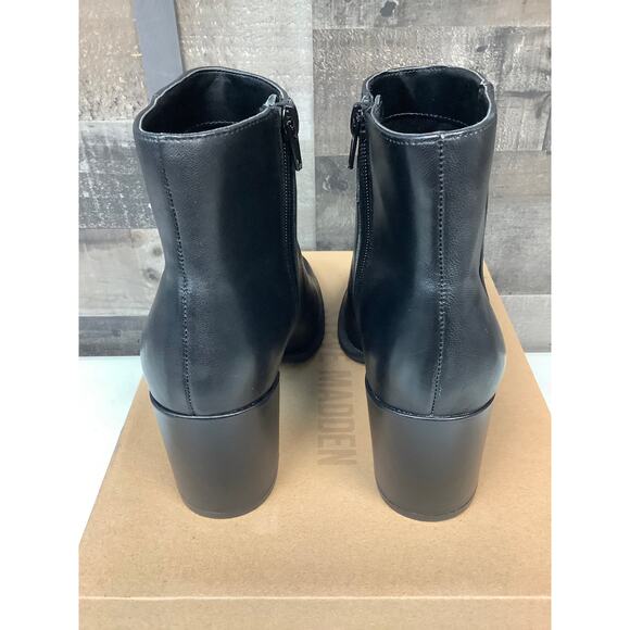 Steve Madden Women's 7.5M Black Leather Jozie Ankle Bootie Block Heels LM3-15 - Picture 4 of 10